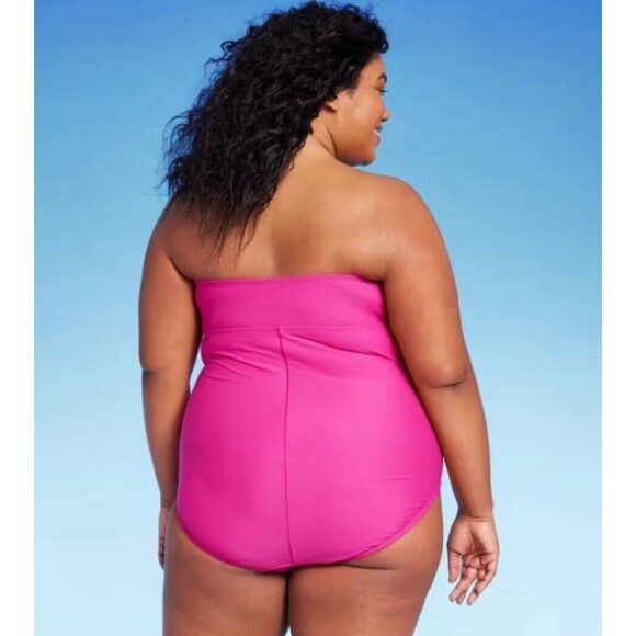 Kona Sol Women's Bandeau Halter One Piece Swimsuit Tummy Control - Picture 2 of 4